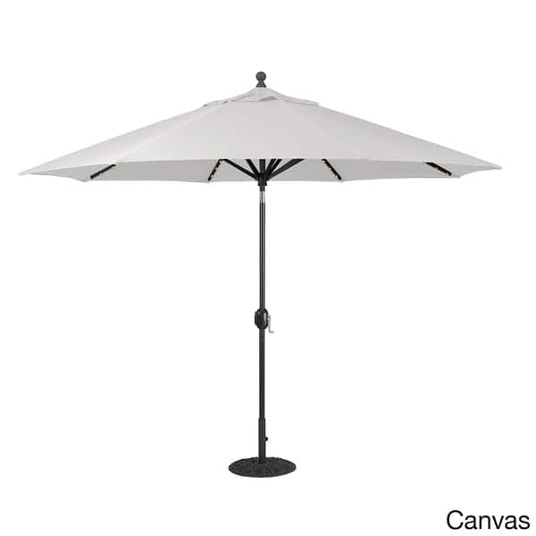 Shop Black Friday Deals On Galtech 11 Ft Auto Tilt Led Umbrella With Black Pole And Sunbrella Shade Overstock 11542450