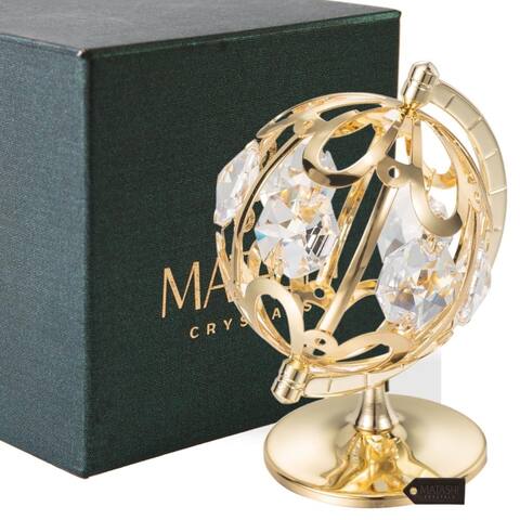 24k Goldplated Spinning Globe Table Top Made with Genuine Matashi Crystals