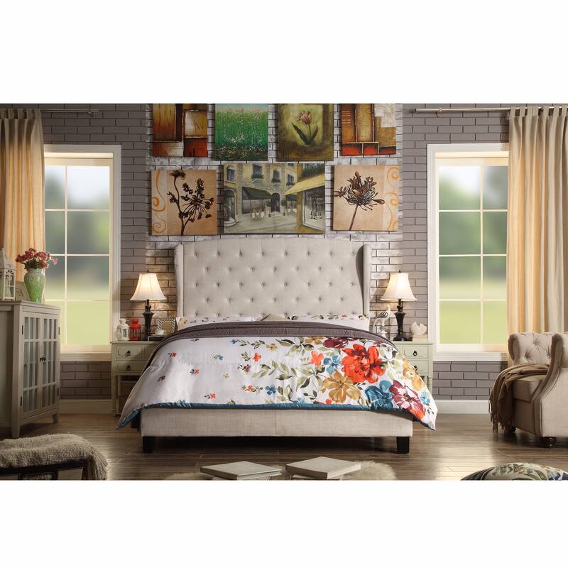 Moser Bay Full Size Diamond Wingback Upholstered Bed Set