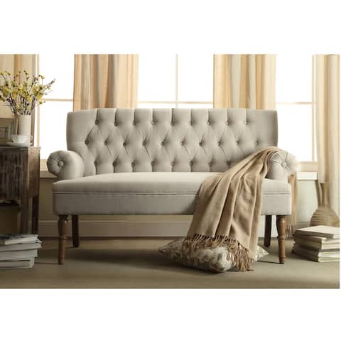 Moser Bay Arete Upholstered Tufted Settee Chesterfield Style Loveseat, Velvet or Linen