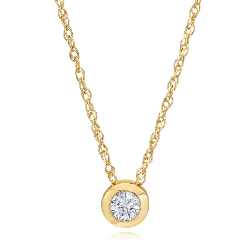 14K Yellow Gold 1/4ct TDW Eco-Friendly Lab Grown Diamond Bezel Solitaire Pendant with Chain
