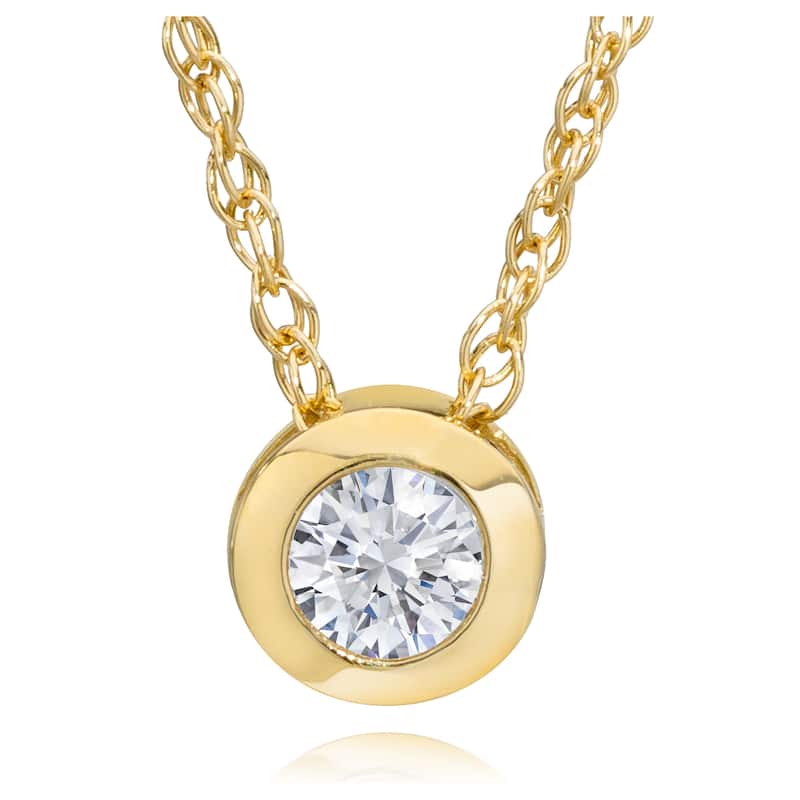 14K Yellow Gold 1/4ct TDW Eco-Friendly Lab Grown Diamond Bezel Solitaire Pendant with Chain
