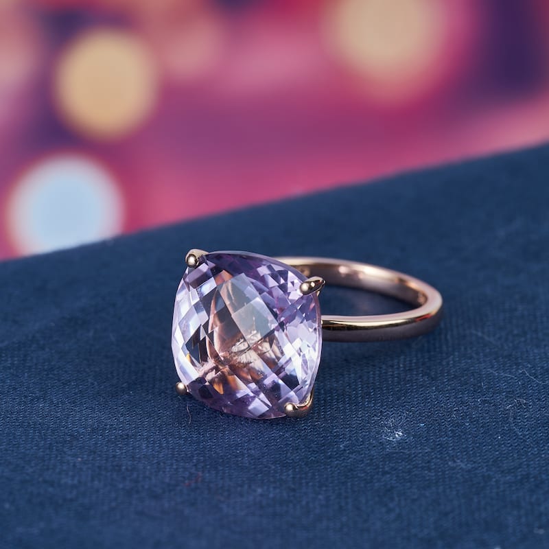 Miadora 14k Rose Gold Cushion-cut Pink Amethyst Cocktail Ring