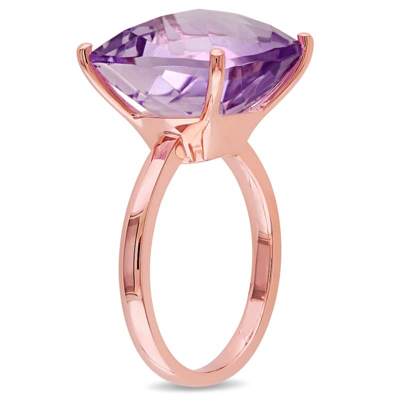 Miadora 14k Rose Gold Cushion-cut Pink Amethyst Cocktail Ring
