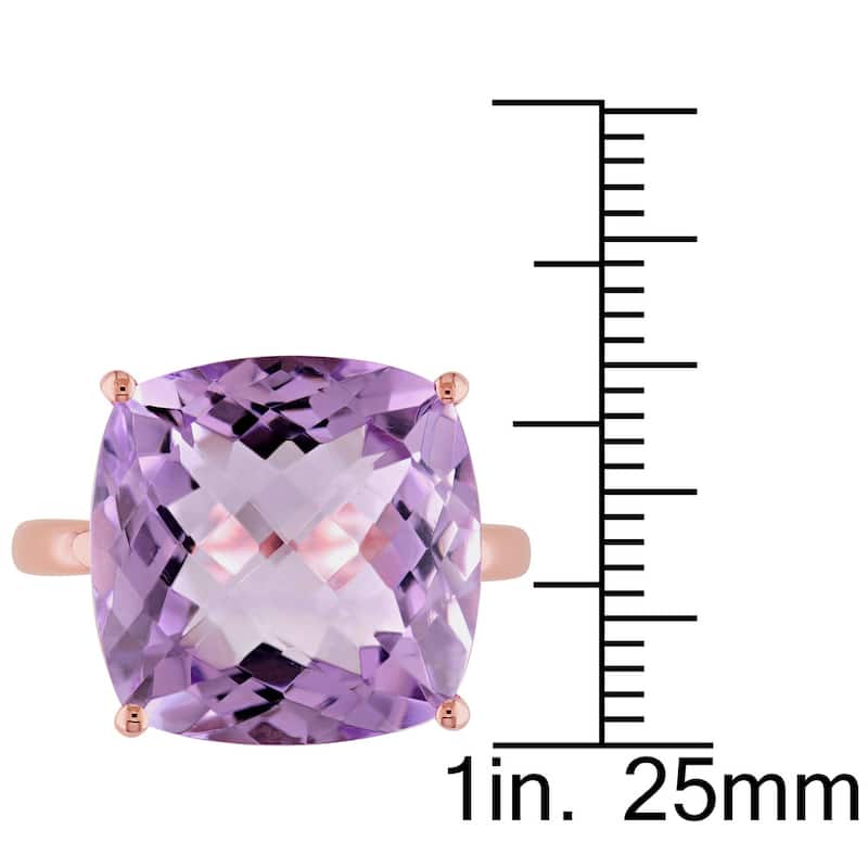 Miadora 14k Rose Gold Cushion-cut Pink Amethyst Cocktail Ring