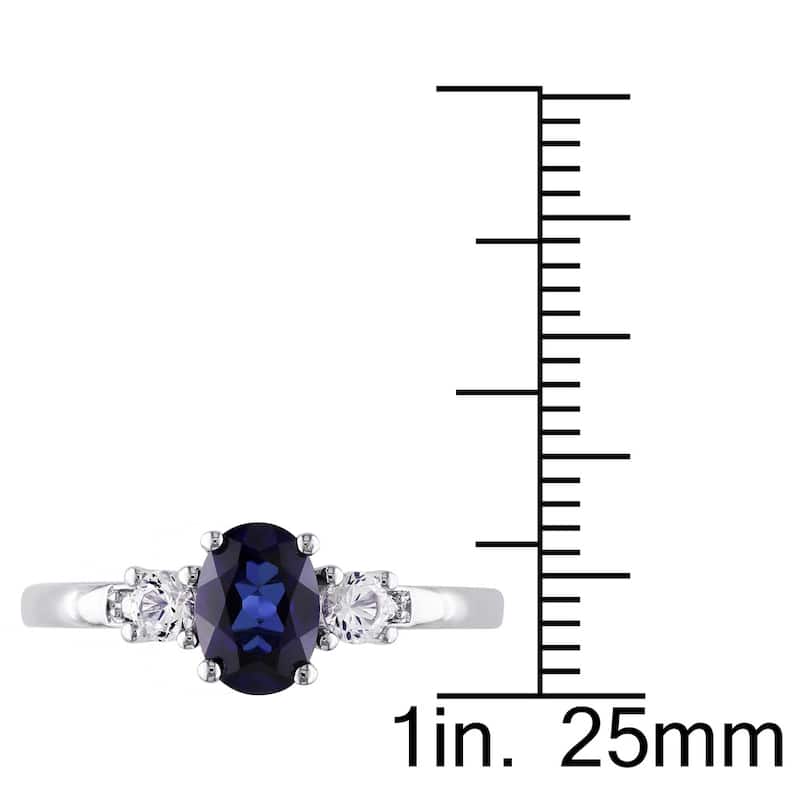 Miadora 10k White Gold Created Blue and White Sapphire Diamond Ring