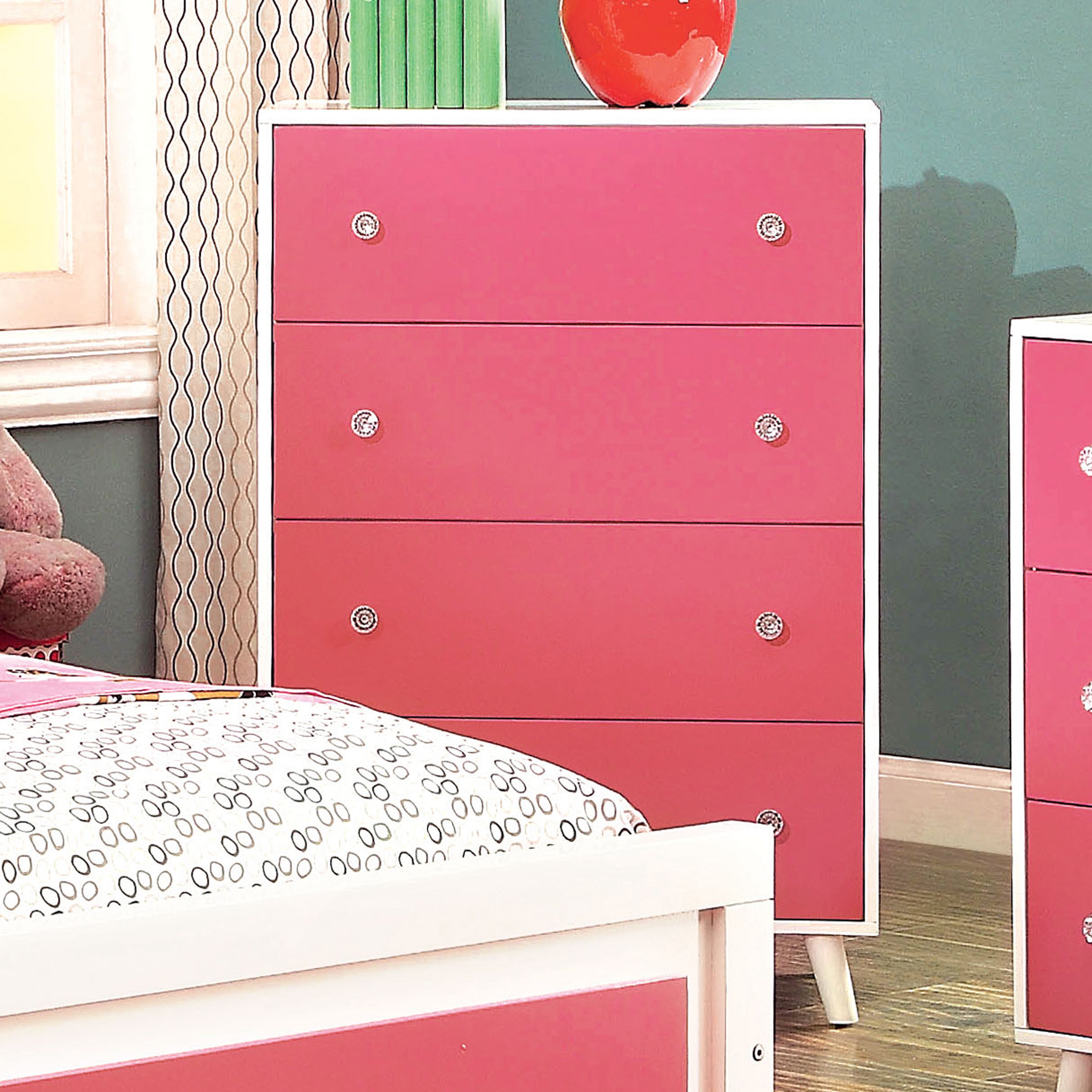Shop Furniture Of America Kude Modern Pink Solid Wood 4 Drawer