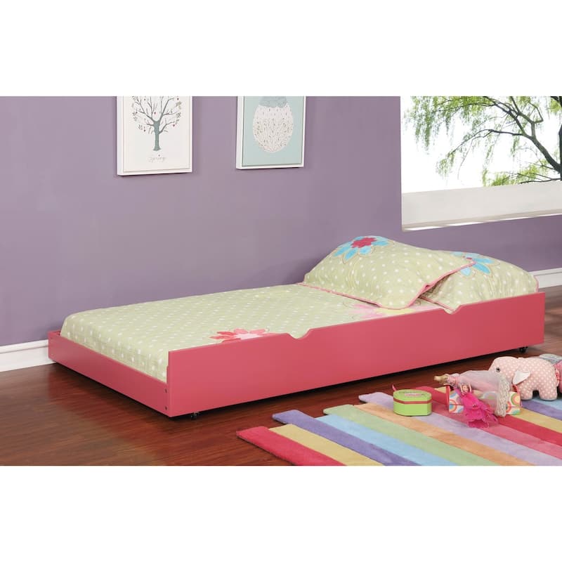 Pice Modern Twin Solid Wood Pull-out Trundle by Furniture of America - Strawberry Pink