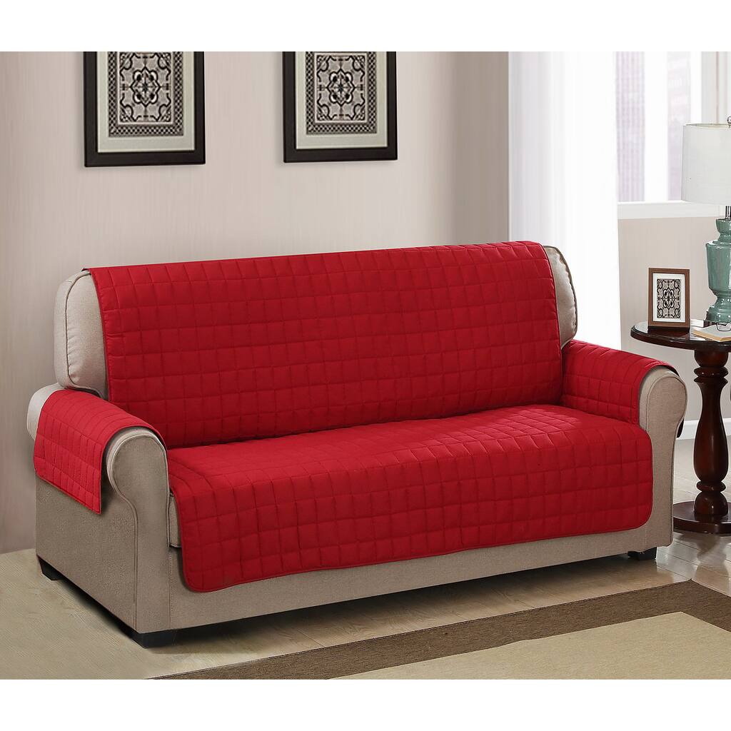 Chic Home Jonathan Box Quilted Quick Draped Red Sofa Cover