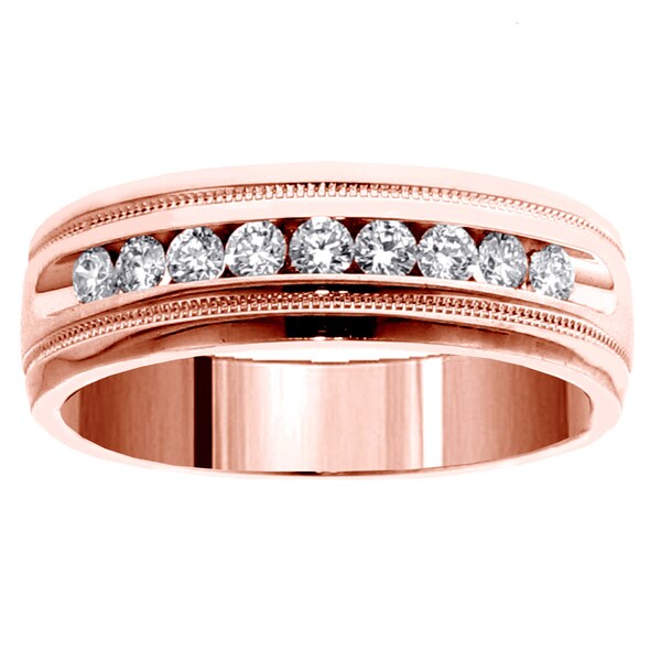 Shop 14k Rose Gold Men's 1/2ct TDW Brilliant-cut Diamond Ring - On Sale ...
