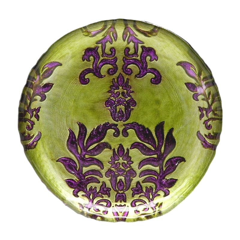 Damask Green Purple Canape Plate