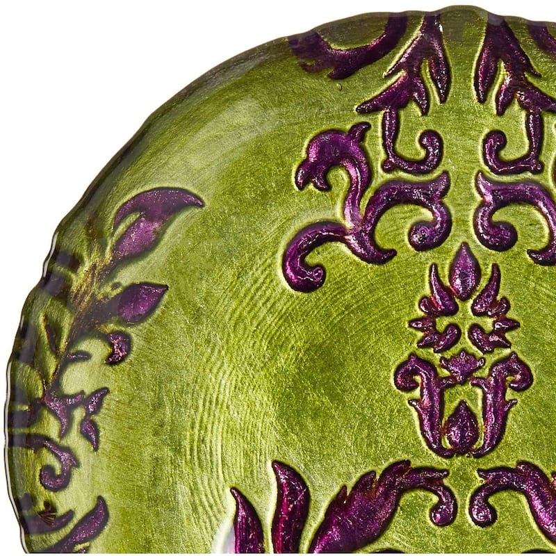 Damask Green Purple Canape Plate