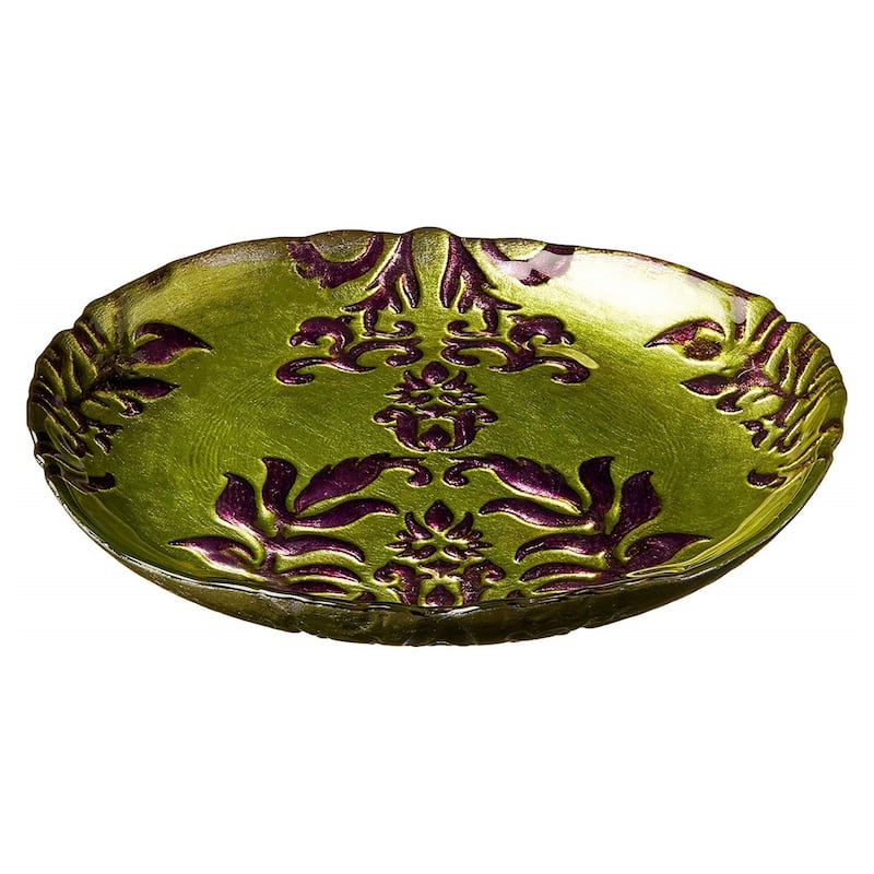 Damask Green Purple Canape Plate