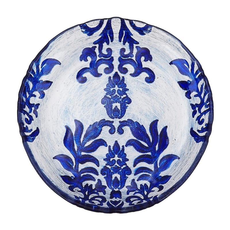 Damask Blue Velvet Canape Plate