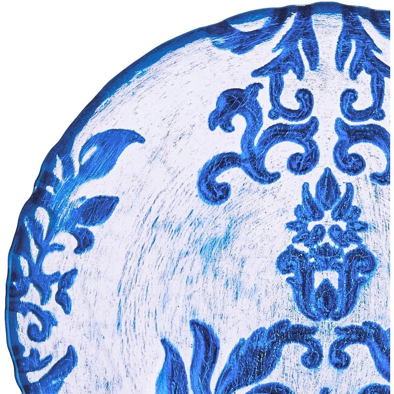 Damask Blue Velvet Canape Plate