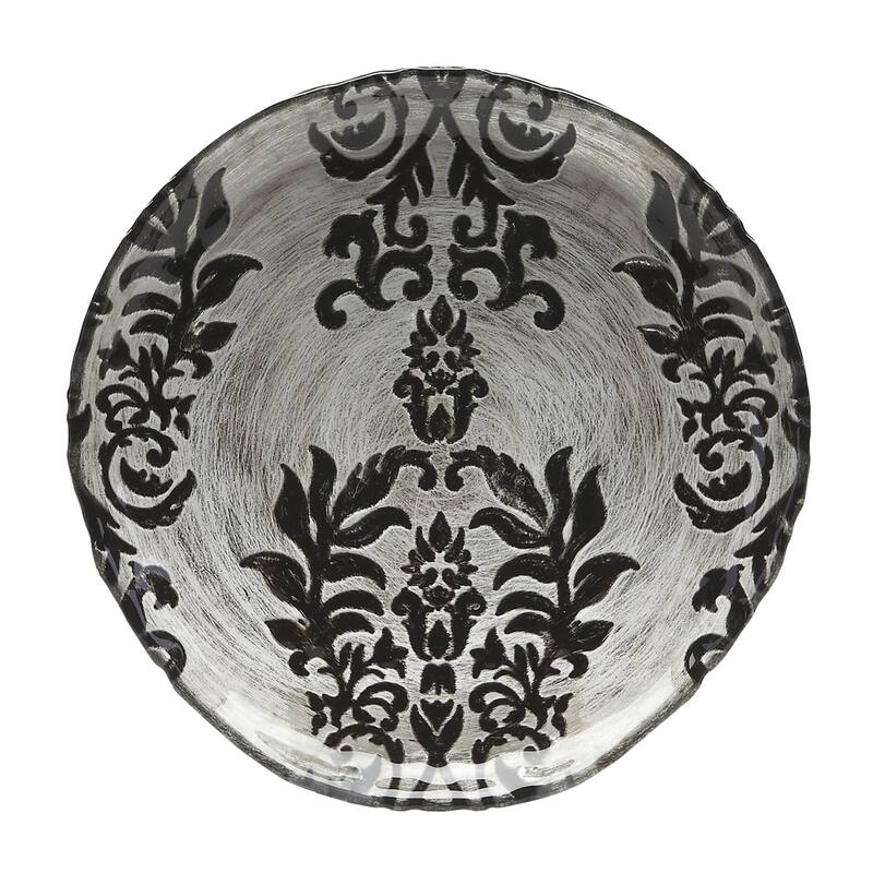 Damask Black Velvet Canape Plate