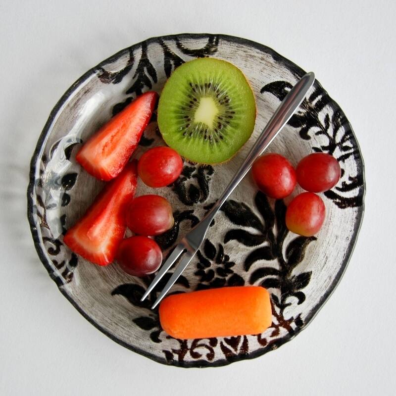 Damask Black Velvet Canape Plate