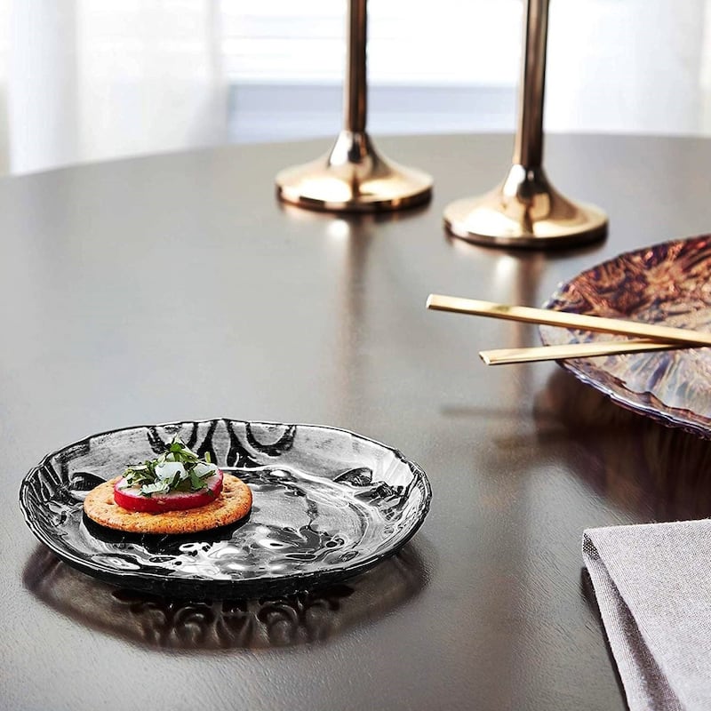 Damask Black Velvet Canape Plate