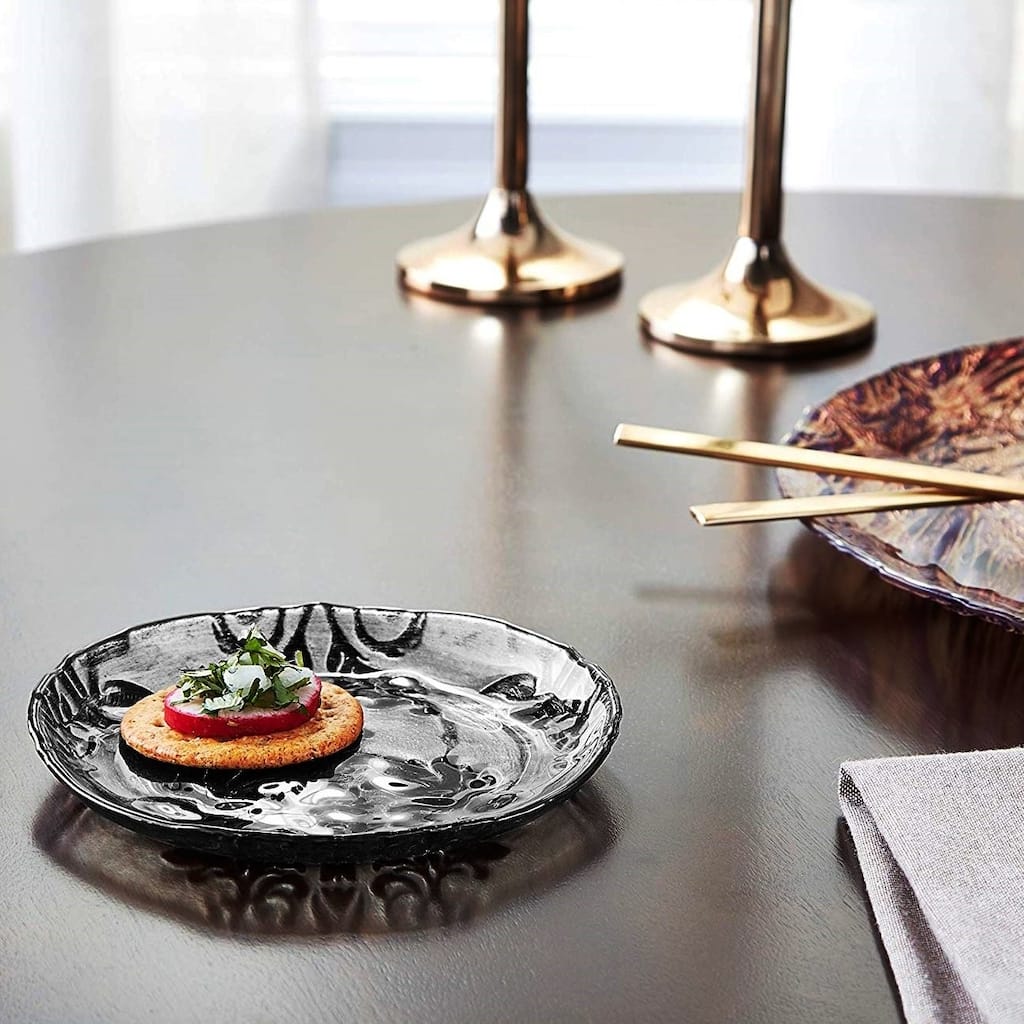 Damask Black Velvet Canape Plate
