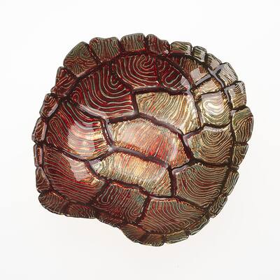 Turtle Shell Turquoise Red Gold Bowl