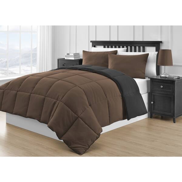 Shop Reversible Black And Brown 3 Piece Comforter Set Free