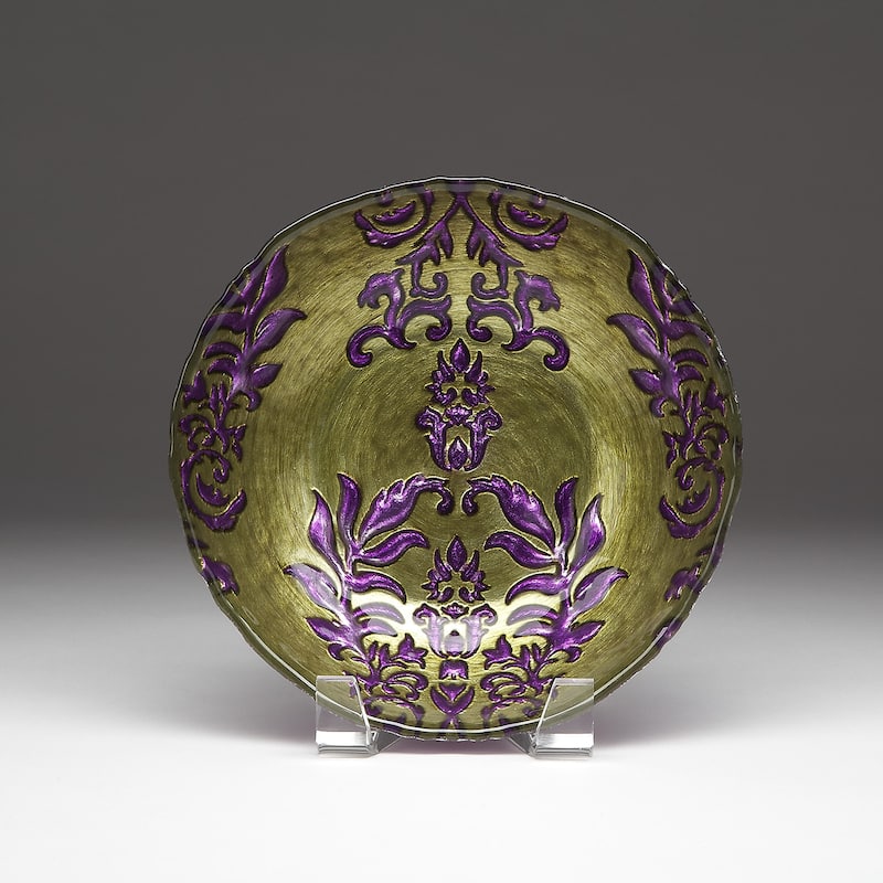 Damask Green/ Purple Bowl