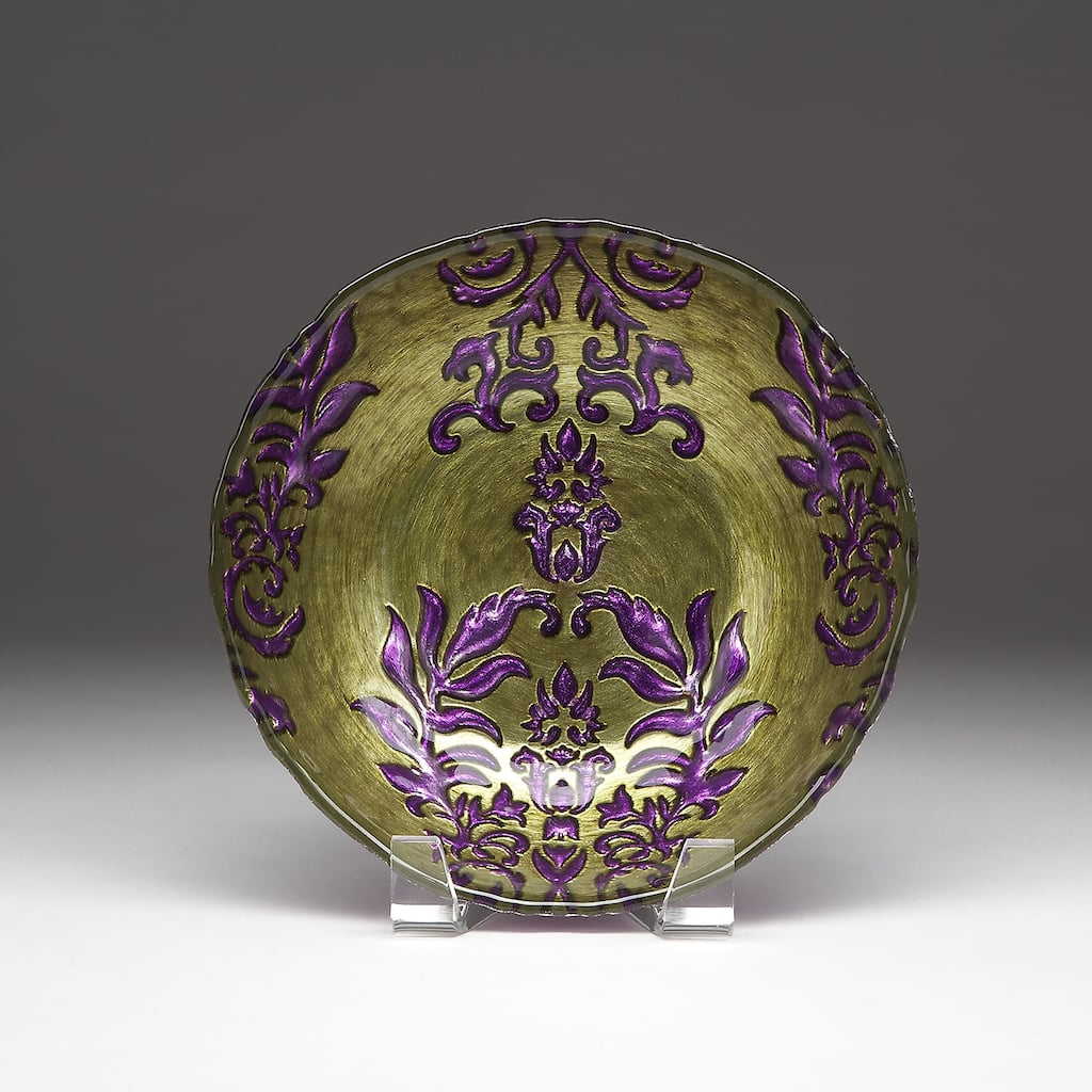 Damask Green/ Purple Bowl