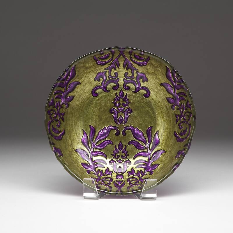 Damask Green/ Purple Bowl