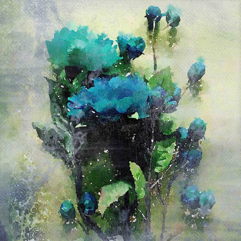Marmont Hill 'Blue Garden Bloom' by Irena Orlov Painting Print on Canvas - Multi-Color