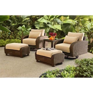 Sunjoy Patio Furniture Outdoor Seating Dining For Less Sunjoy Symphony 5 Piece Wicker Relaxer With Beige Cushions