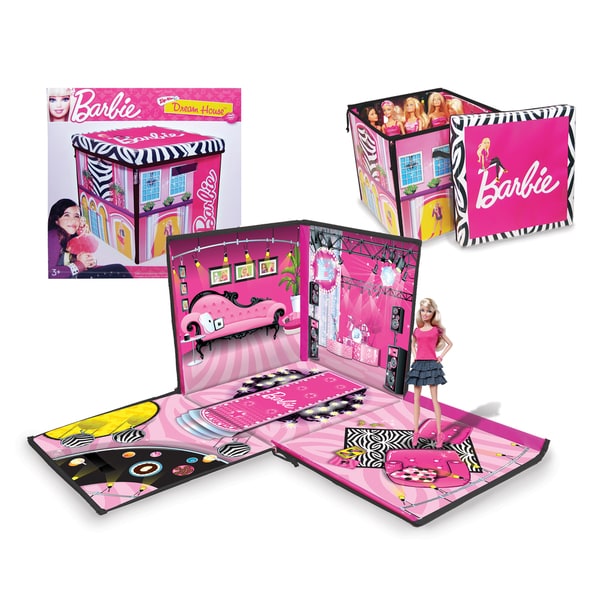 barbie zipbin 40 doll dream house toy box & playmat