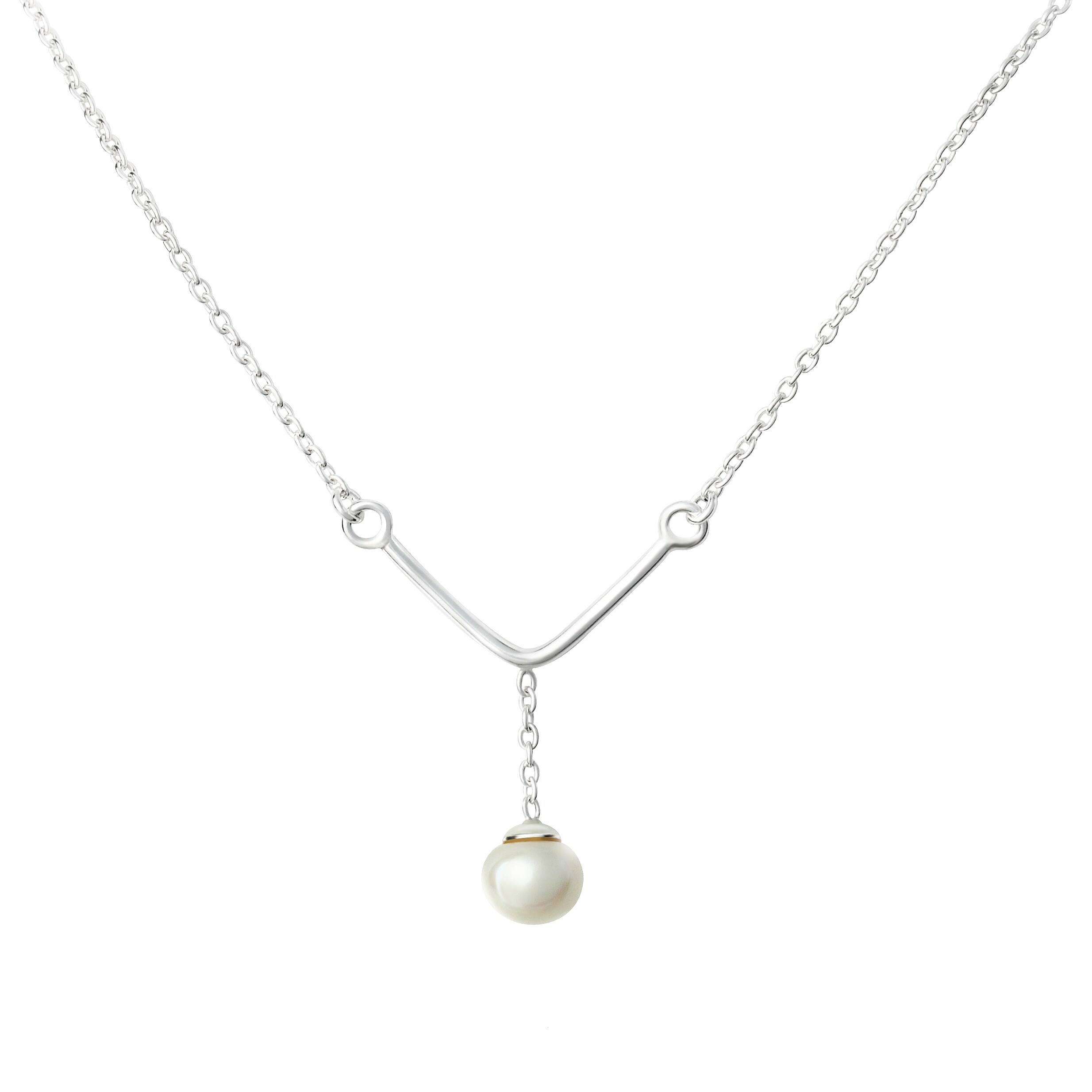 925 Silver Chain AAA 16//18/" Round 10-11mm White Black Pearl Pendant Necklace