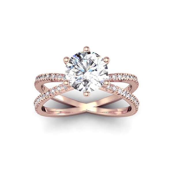 Modern X Band 14k Rose Gold 1 4ct Solitaire Engagement Ring Modern X Band 14k Rose Gold 1 4ct Solitaire Engagement Ring With 1ct