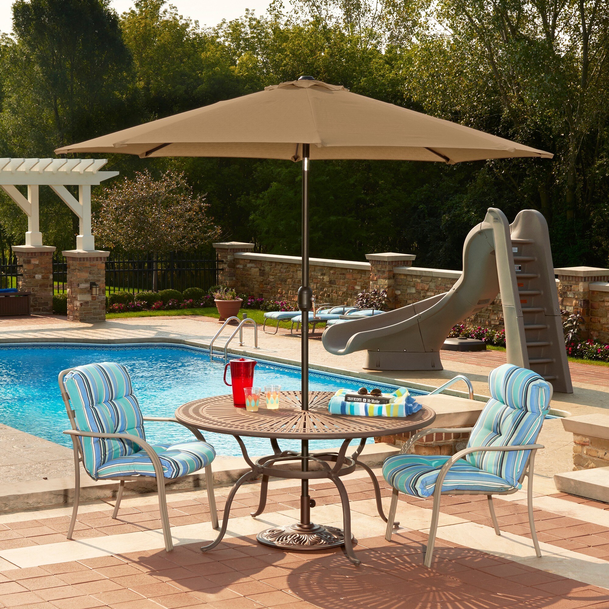 Shop Black Friday Deals On Mirage 9 Ft Octagonal Market Umbrella Auto Tilt With Olefin Canopy Overstock 11548145 Terra Cotta