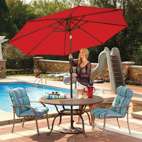 Shop Black Friday Deals On Mirage 9 Ft Octagonal Market Umbrella Auto Tilt With Olefin Canopy Overstock 11548145 Terra Cotta