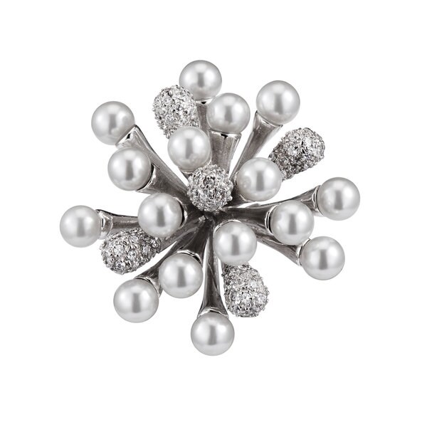 Collette Z Sterling Silver Cubic Zirconia Burst Pin - White