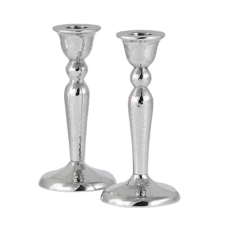 Polished Aluminum 5.25 Inch Candlestick (Set of 2) - 5.25" tall - Silver