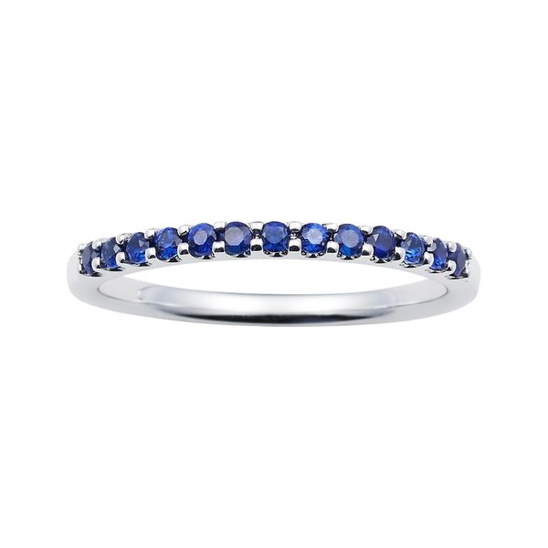 14k White Gold 1.04 Tgw. Sapphire September Birthstone Stackable Band Ring - Blue