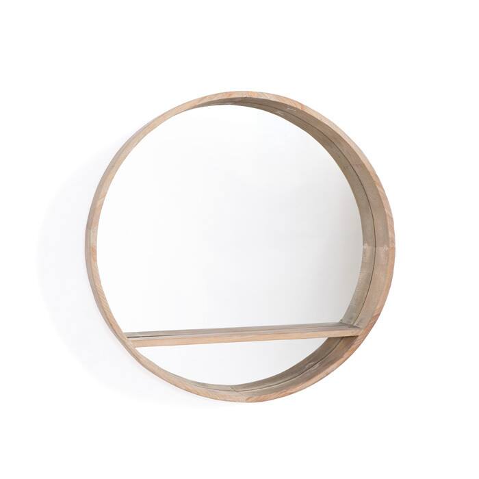 Handcrafted Shelfed Round Mirror