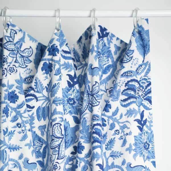 Shop Block Printed Indigo Vine Shower Curtain India Free