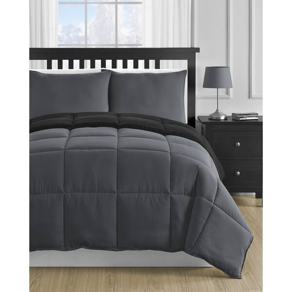 Shop Comfy Bedding Reversible Black Gray 3 Piece Comforter Set