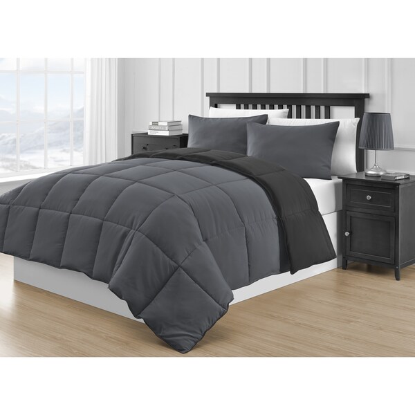 Comfy Bedding Reversible Black & Gray 3-piece Comforter Set