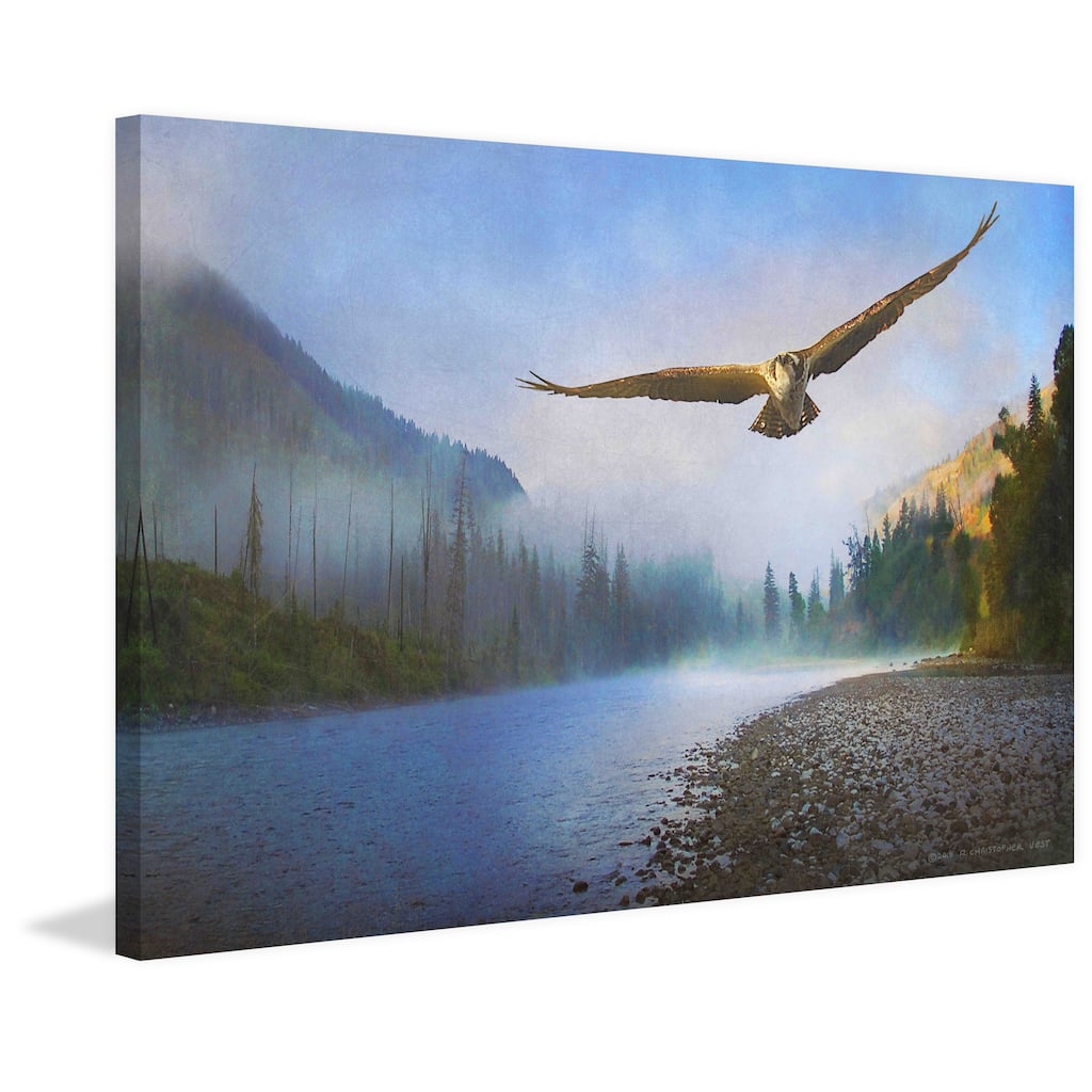 Marmont Hill 'Foggy River Osprey' by Chris Vest Painting Print on Canvas - Multi-Color