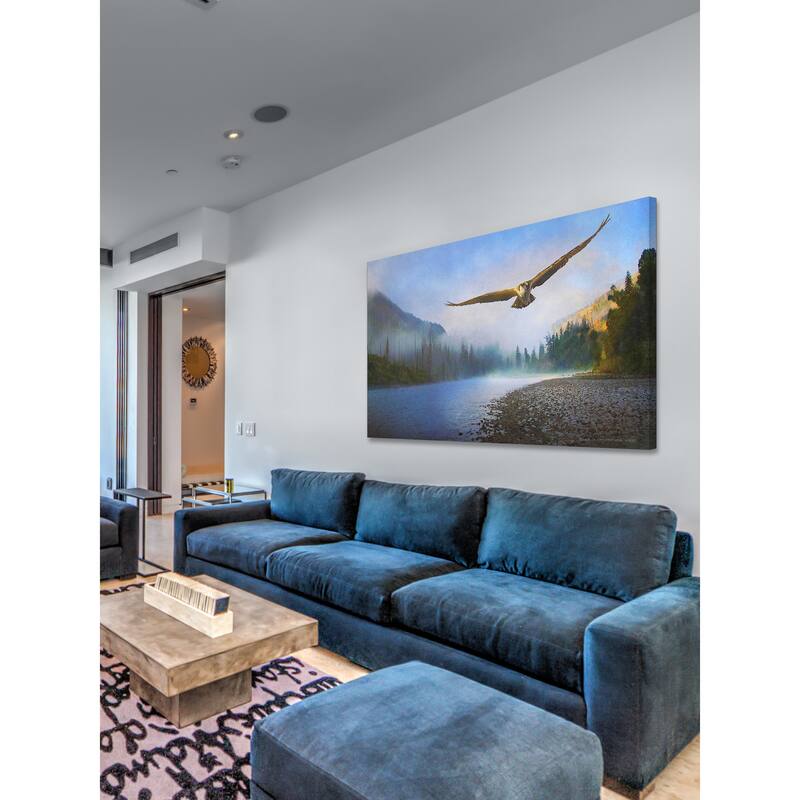 Marmont Hill 'Foggy River Osprey' by Chris Vest Painting Print on Canvas - Multi-Color
