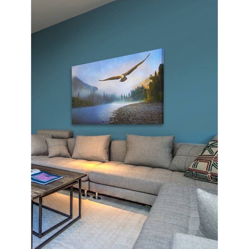 Marmont Hill 'Foggy River Osprey' by Chris Vest Painting Print on Canvas - Multi-Color
