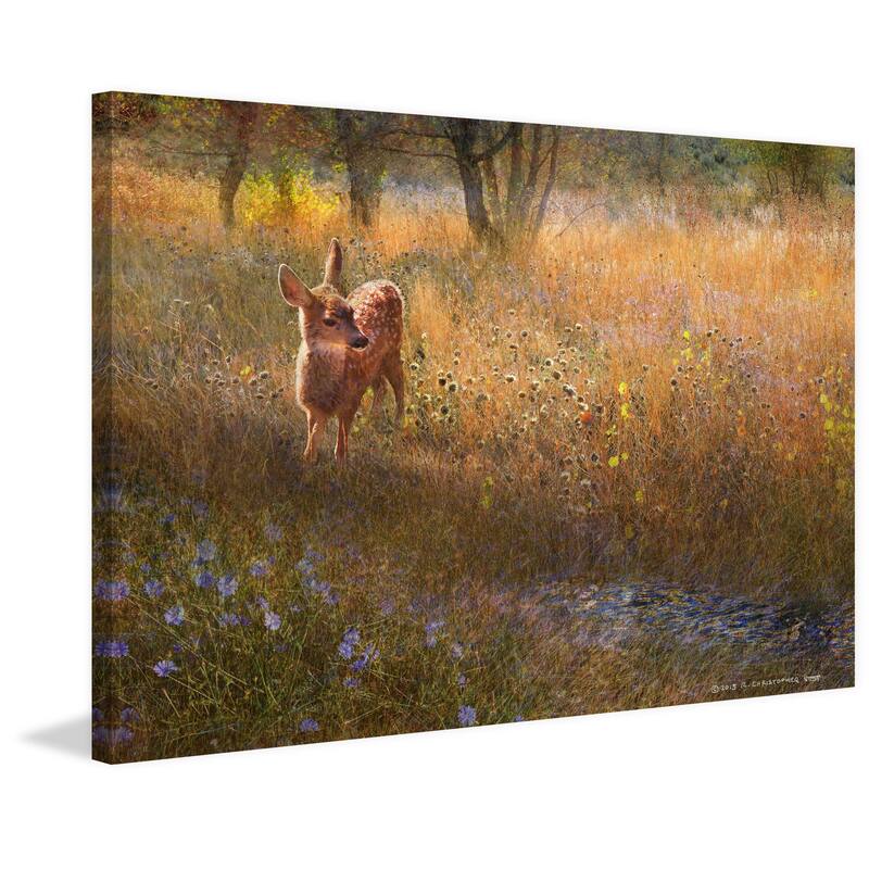 Marmont Hill 'Flowered Meadow Fawn' by Chris Vest Painting Print on Canvas - Multi-Color