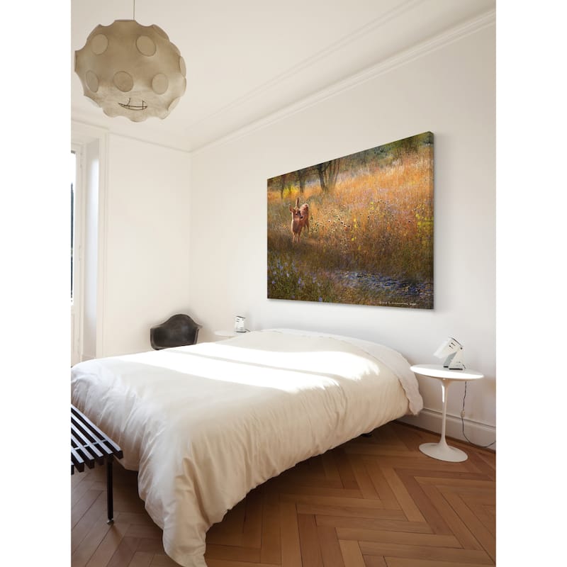Marmont Hill 'Flowered Meadow Fawn' by Chris Vest Painting Print on Canvas - Multi-Color
