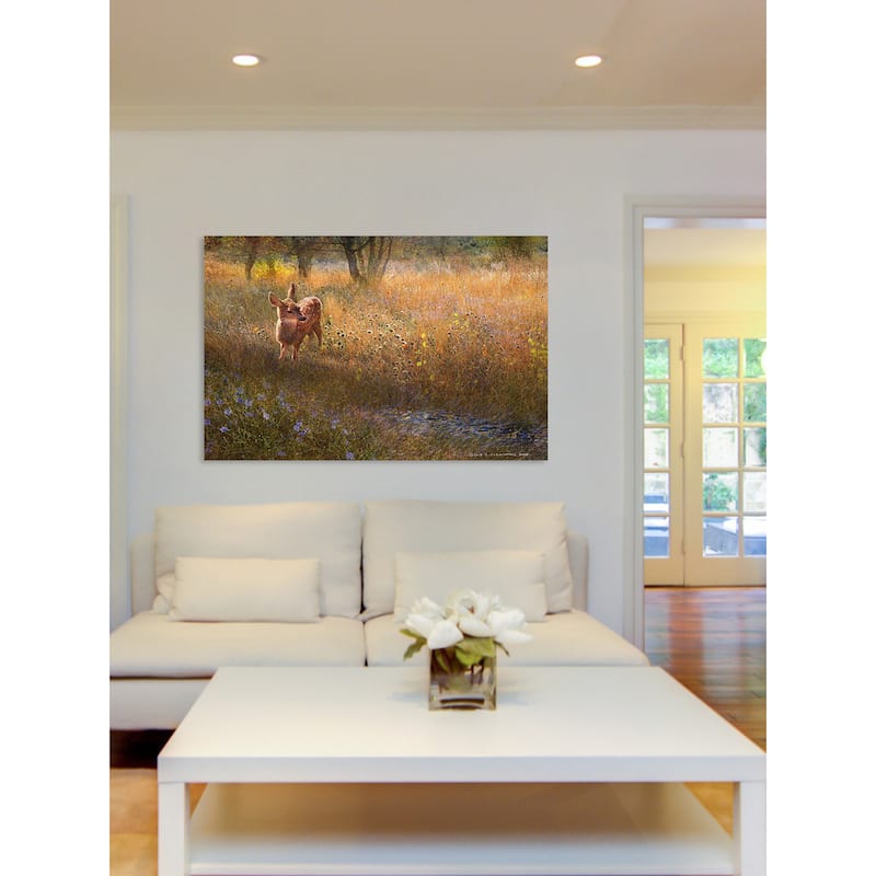 Marmont Hill 'Flowered Meadow Fawn' by Chris Vest Painting Print on Canvas - Multi-Color