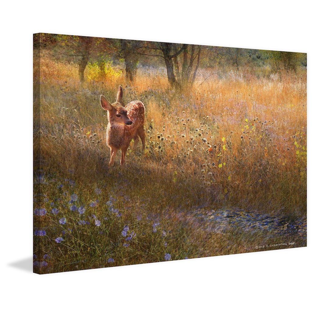 Marmont Hill 'Flowered Meadow Fawn' by Chris Vest Painting Print on Canvas - Multi-Color