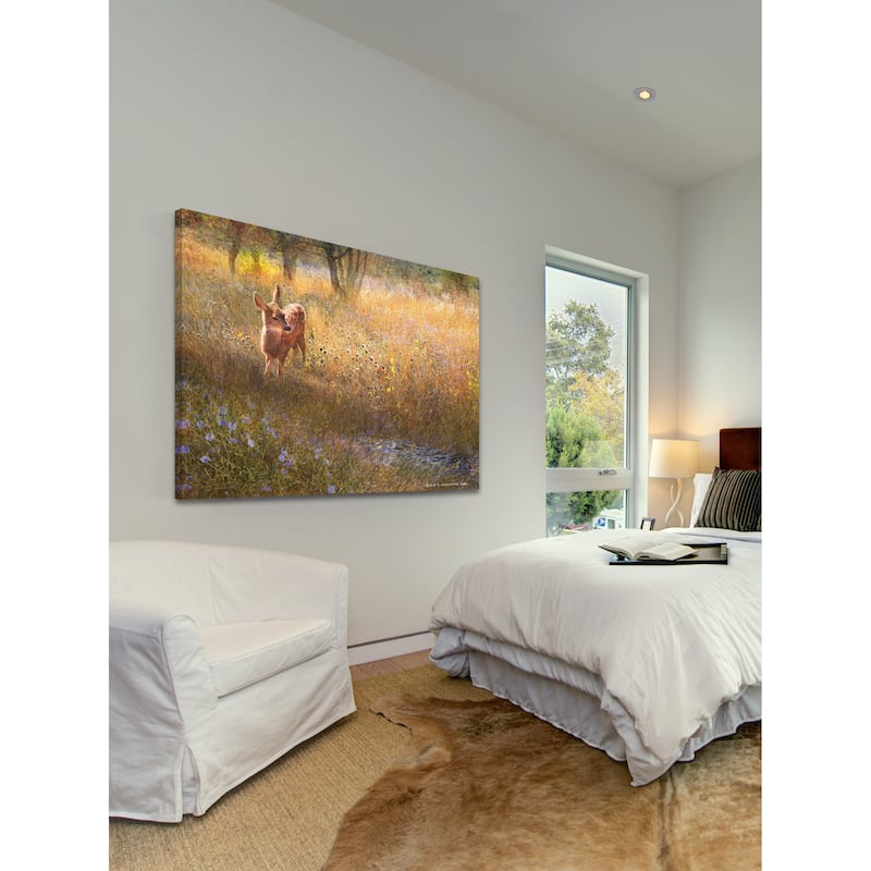 Marmont Hill 'Flowered Meadow Fawn' by Chris Vest Painting Print on Canvas - Multi-Color